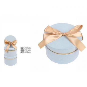 Set 3 Scatole Box Azzurre di Varie Misure