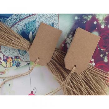 Etiquetas de papel Kraft 7x4cm para colgar + 200 cuerdas, 200 Uds