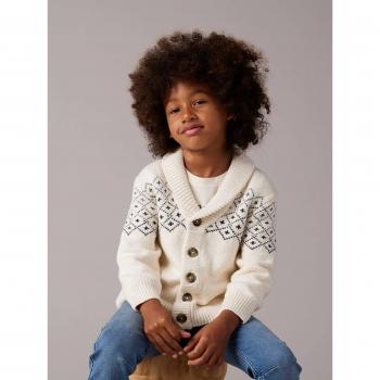 Chaqueta Infantil Blanca con Patrón Jacquard