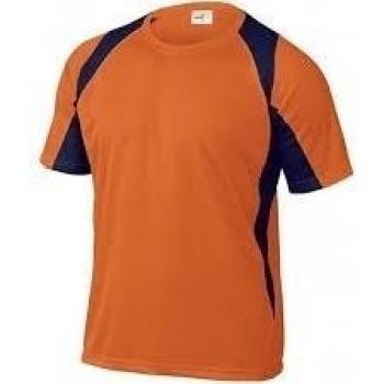 Camiseta Deltaplus poliester manga corta cuello redondo tratamiento secado rapido color naranja-marino BALIOMXG