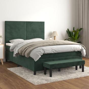 Bedframe Boxspring vert foncé 140x190 cm – finition velours