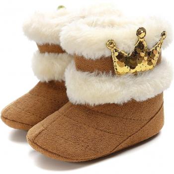 Couvre-pieds mi‑mollet à couronne chaude (sans lacets) – bébé fille, hiver