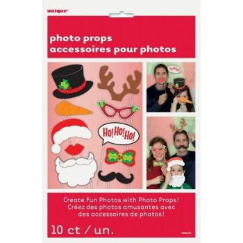 Accessoires de Noël Ho Ho Santa pour photobooth (Pack de 10)