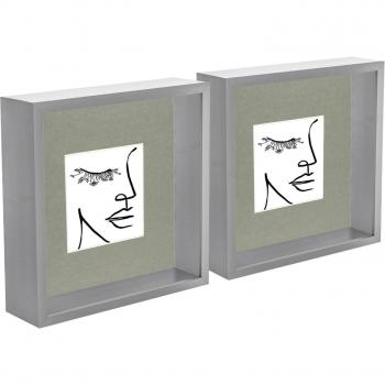 Set of 5 Grey 3D Deep Box Photo Frames