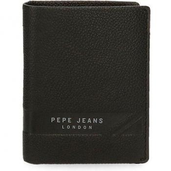 Cartera Basingstoke vertical de piel Pepe Jeans en color negro