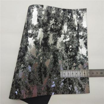 Daisy Printed Black Glitter Faux Leather for Crafting Bows 21x29CM Q424