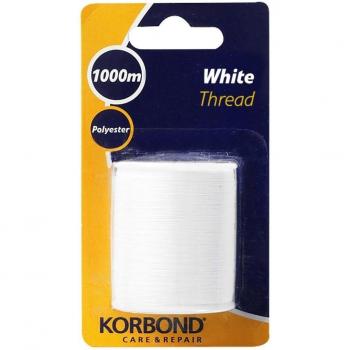 KORBOND Hilo de Poliéter Firme, Blanco, 1000m para Acolchados y Remiendos