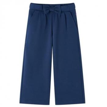 Elastic Waist Navy Wide-Leg Kids' Pants 140