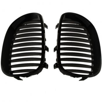 BMW E60 E61 M5 2003 Front Bumper Grill Gloss Black Double Slat Kidney Grille