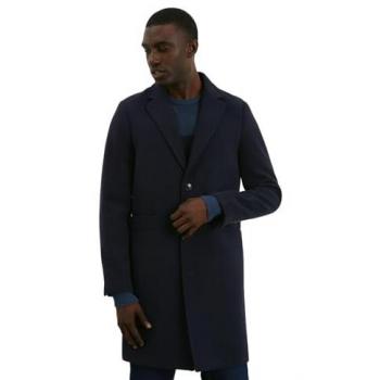 Burton Navy Signature Wool Blend Overcoat, 3 Buttons – Size XL