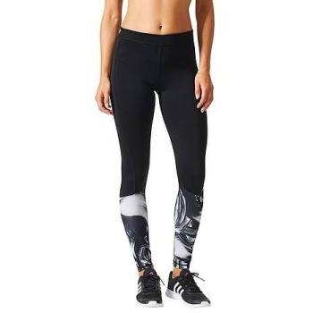 Schwarze Adidas Techfit Hosen für Damen, Print‑Design, XS