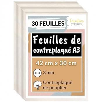 Feuilles de contreplaqué Creative Deco – Peuplier, 3 mm, finition mate, découpe laser