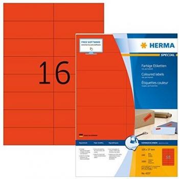 Herma 4257 Red Self-Adhesive Labels, 105 x 37mm