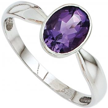 Silberschmuck: Amethyst‑Ring für Frauen – 925 Sterling, Größe 52, Band 8,90 mm, Kerbe 4,60 mm