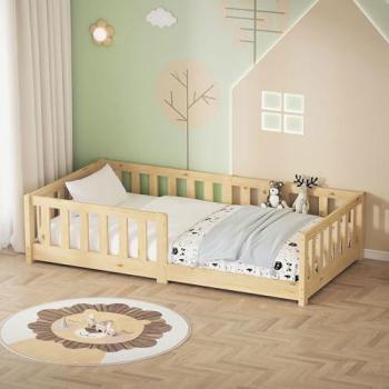 Lit Enfant en Pin Massif 80x160 cm avec Sommier à Lattes