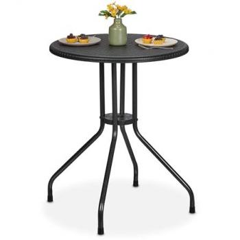 Jardin Ronde Relaxdays 73 cm x 60 cm – Rotin, acier et plastique noirs