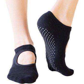 Calcetines Antideslizantes de Pilates para Mujer con Espalda Descubierta y Agarre en el Tobillo, Lunares