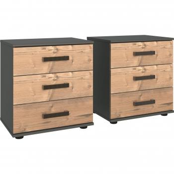Wimex Stockholm Nachtschrank in Silber-Fir und Graphit