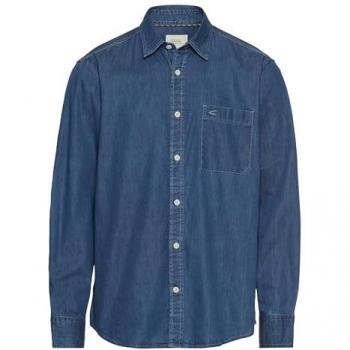 Langarm-Jeanshemd mit Allover‑Print und Kentkragen – Camel Active – Marine – Größe XXL