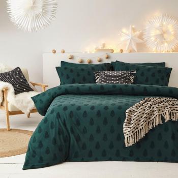 Tufted Tree Green 100% Cotton Duvet Cover and Pillowcase Set