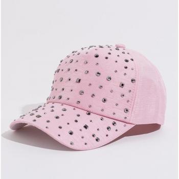 Women's Solid Pink Snapback Hat with Rhinestones