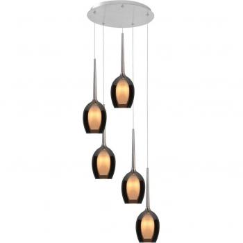 Lampada Suspensione Belle 33cm Grigio Fumo Nickel a 5 Luci