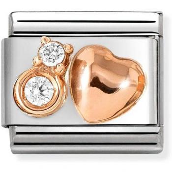 Nomination Classic Rose Gold Heart with CZ Charm