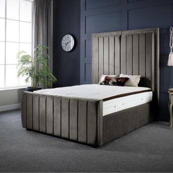Charcoal Grey Milly Panel Upholstered Soft Touch Bed Frame