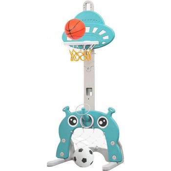 Haloyo CloudBlue – Panier basket familial, 3 jeux en un, hauteur ajustable