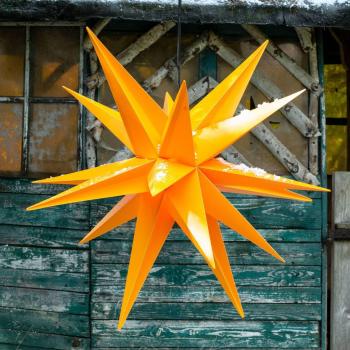 80 cm gelber Deko-Stern XXL – 18‑Zacker, Kunststoff, außen