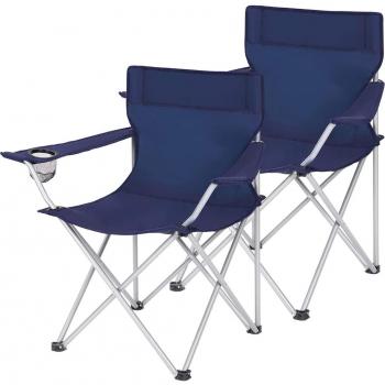 Blue Breeze Folding Chair Pair – 2x Camping Chairs, 120 kg Load, Armrest Included