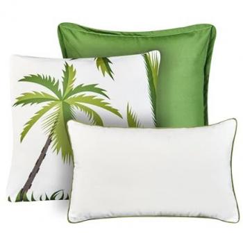 Beliani Coastal Green Plant Pattern Outdoor Cushion Set (3 Pieces)