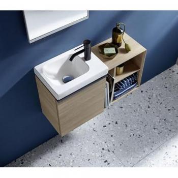 Lavabo de main Geberit iCon 38x28cm, sans trou pour robinet, sans trop-plein, blanc
