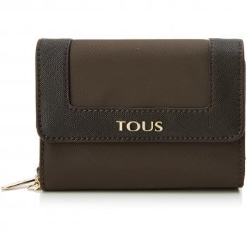 Tous Billetero Pequeño Brunock Chain, Cartera de Lona para Mujer, Color Marrón