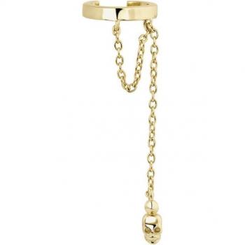 Tótem Tenebroso: Ear cuff estilo calavera en plata con acabado dorado