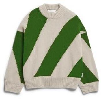 Armedangels Pullover „Sadnaa“ gestreift – Damen, S, Grün‑Grauer Ton (Grass)