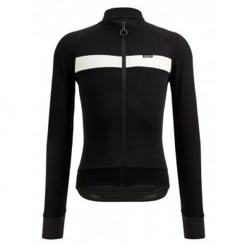 Jersey de ciclismo Santini Adapt Wool manga larga negro blanco