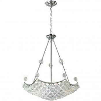 Cesto Illuminante 10 Luci – Sospensione Cromo e Cristallo