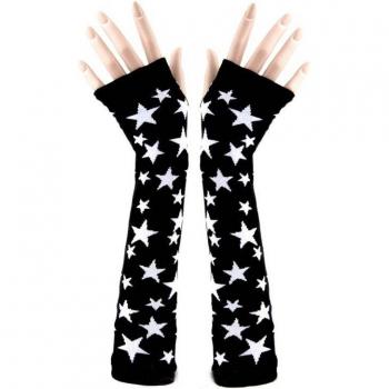 Lace Fingerless Gloves with Black Stars Sweater