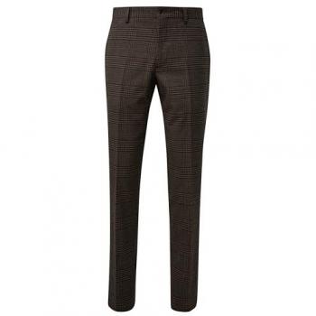 Mittelbraune Slim Fit Anzughose mit Karos