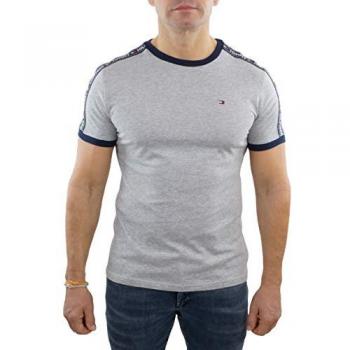 Tommy Hilfiger T-Shirt Grigia Heather S con Logo Ripetuto a Maniche Corte