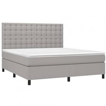 Letto a Molle Materasso e led, Letto matrimoniale Grigio Chiaro 180x200 cm Tessuto vidaXL