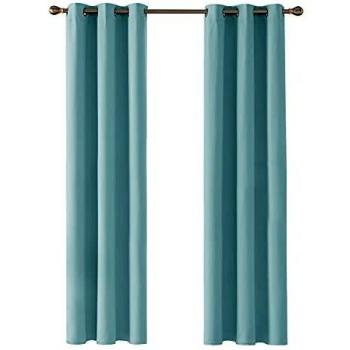 Deconovo Super Soft Thermal Insulated Eyelet Curtains Sky Blue 42 x 72 Inch 2 Panels