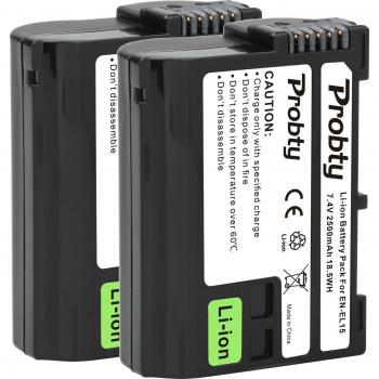 PROBTY 2PCS EN-EL15 Battery Pack for Nikon D600 D610 D800 D810