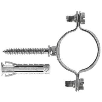 Collari in Acciaio Zincato CZV per Fissaggio Tubi Elettrici, Serraggio 24 mm, Con Tassello e Vite Doppia, Confezione da 10 Pezzi, Art