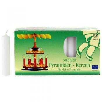 BURI Adventskerze 50 Pyramidenkerzen weiß 14x70mm Weihnachtskerze Adventskerze Weihnacht
