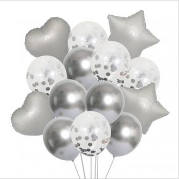 14pcs 18inch Heart Star Metallic Balloons for Wedding and Birthday Events