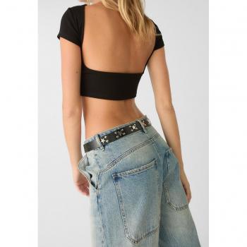 Stradivarius T-shirt Elegante Scollo Schiena M