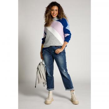 Maglione blu a fantasia per donna, oversize, Taglia: 56/58, Poliestere