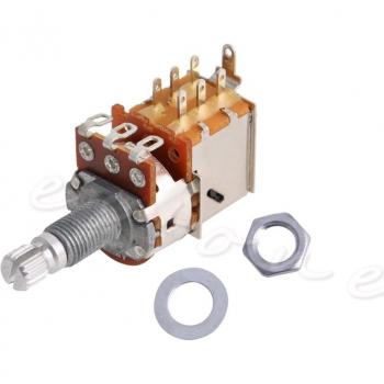 A500K Gitarren-Potentiometer mit DPDT‑Keil­schaltung – Druck/Anziehen, 18 mm Topf‑Welle